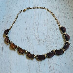 Coro‎ VTG Purple Half Moon Goldtone Necklace